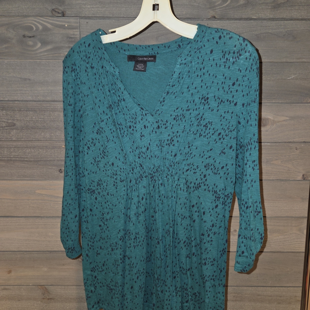 Calvin Klein Teal Patterned Blouse